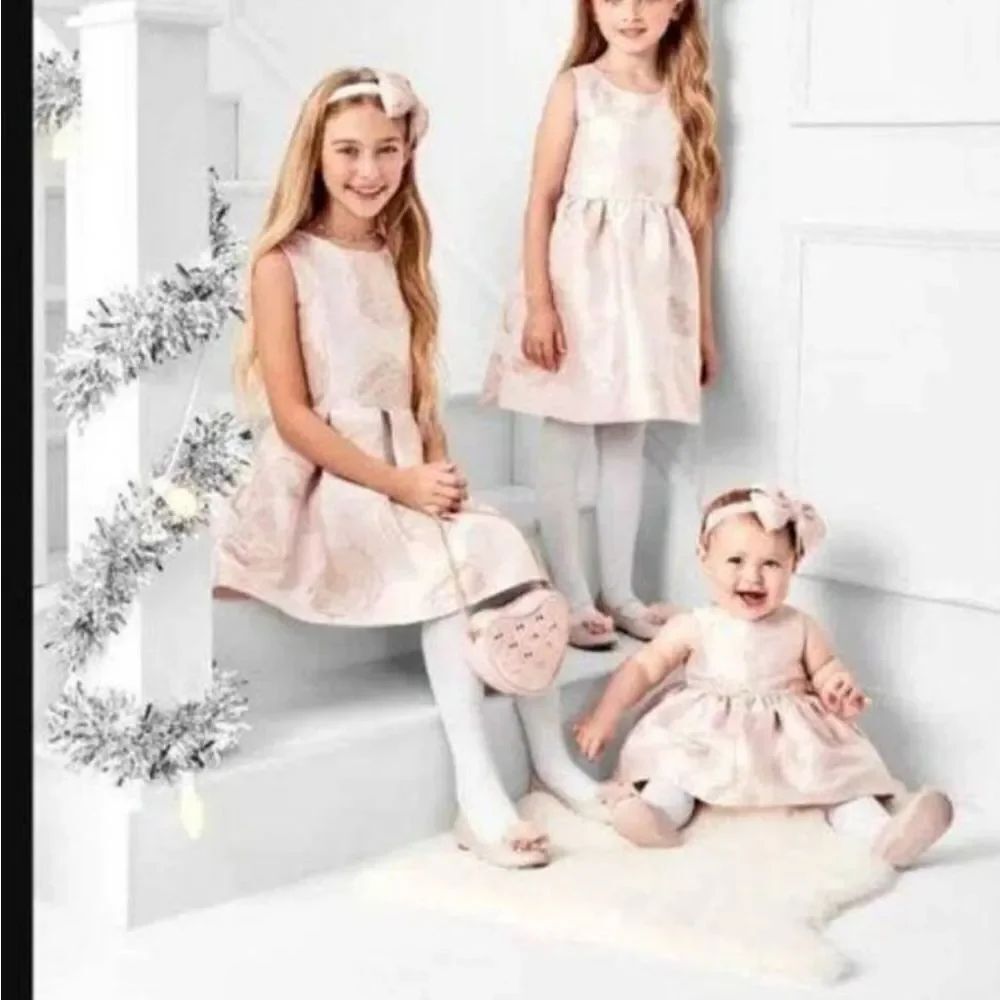 BRAND NEW CHILDREN'S PLACE FIT FLARE FOIL PLEATED FLORAL JACQUARD DRESS